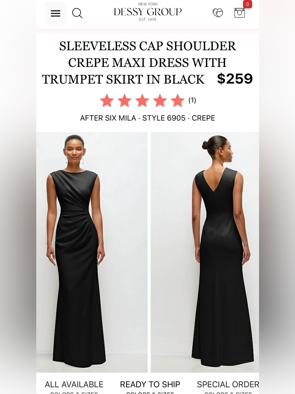 After Six Black Sleeveless Cap Shoulder Crepe Maxi Dress